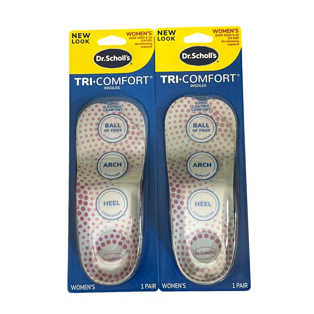 Dr Scholls Tri-Comfort Insoles Womens Sizes 6-10 Arch Support 2 Pairs New